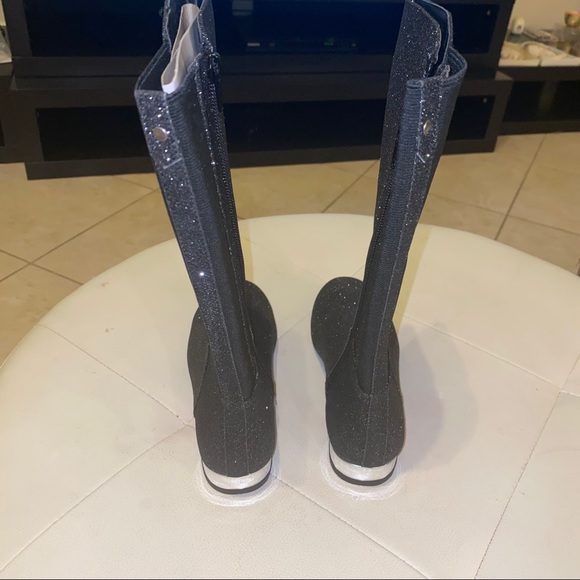 Black glitter kids girls boots booties shoes - Picture 8 of 10